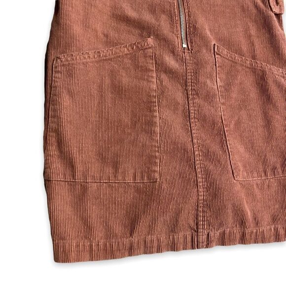 Corduroy Pinafore Dusty Mauve Pink Zip Overall Midi Dress - Picture 11 of 12